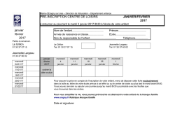 PRE-INSCRIPTION CENTRE DE LOISIRS JANVIER