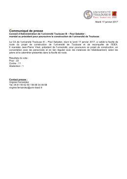Communiqu&eacute; de presse - Universit&eacute; Toulouse III