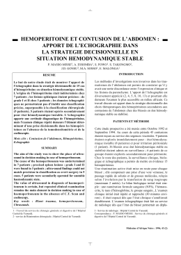 HEMOPERITOINE ET CONTUSION DE L`ABDOMEN : APPORT DE