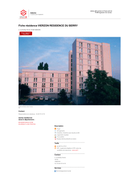 Fiche r&eacute;sidence VIERZON RESIDENCE DU BERRY