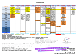 le calendrier récapitulatif des stages