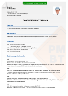 Recrutement CV CONDUCTEUR DE TRAVAUX