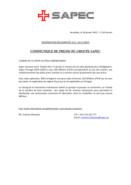 communique de presse du groupe sapec