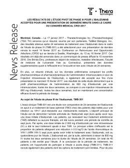 les résultats de l`étude pivot de phase iii pour l`ibalizumab acceptés