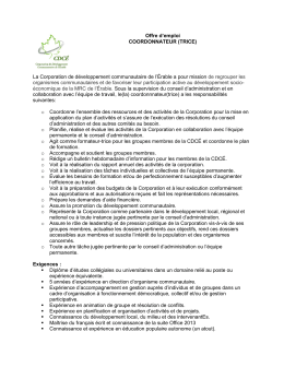 Offre d`emploi - Corporation de Développement Communautaire de l