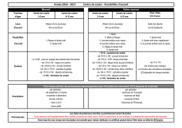 Ann&eacute;e 2016 - 2017 Centre de Loisirs
