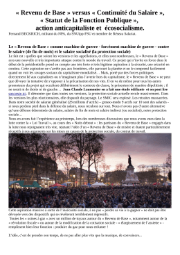 « Revenu de Base » versus « Continuité du Salaire »