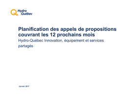 Planification des appels de propositions - 12 mois. Hydro