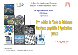 Université Mohamed Premier Faculté Pluridisciplinaire Nador