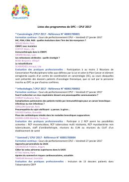 Listes des programmes de DPC – CPLF 2017