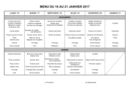 menu du 16 au 21 janvier 2017