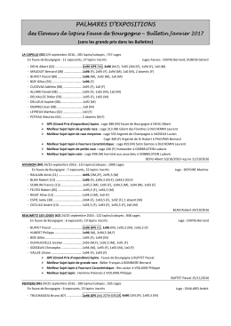 Résultats d`Expositions Bulletin N° 18 janvier 2017