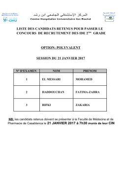 LISTE DES CANDIDATS RETENUS POUR PASSER LE OPTION