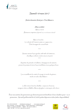 Soirées de l`ermitage: menus