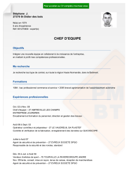 Recrutement CV CHEF D&trade;EQUIPE - r&eacute;f: 901270959, professionnel
