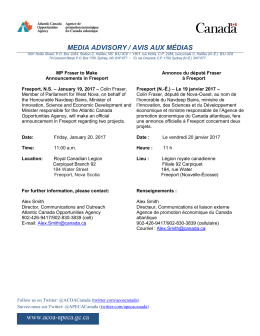 MEDIA ADVISORY / AVIS AUX MÉDIAS www.acoa