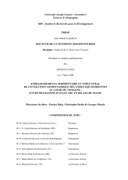 Enregistrements sédimentaire et structural de l`évolution