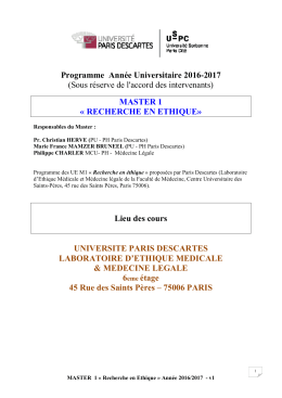 Programme Master 1 éthique 2016