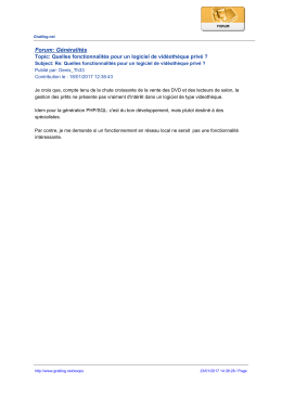 Forum: G&eacute;n&eacute;ralit&eacute;s