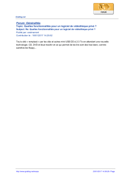 Forum: G&eacute;n&eacute;ralit&eacute;s