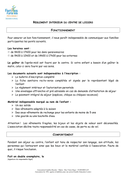 R&Eacute;GLEMENT-CENTRE-DE-LOISIRS - Over-blog