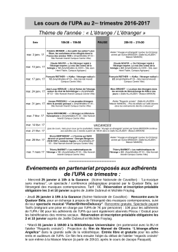 Les cours de l`UPA au 2ème trimestre 2016