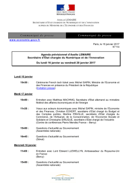Communiqué de presse Communiqué de presse Agenda