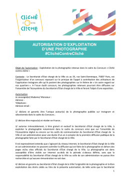 AUTORISATION D`EXPLOITATION D`UNE PHOTOGRAPHIE