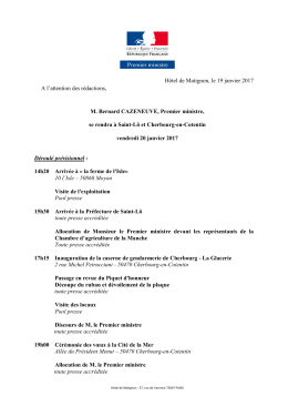 Hôtel de Matignon, le 19 janvier 2017 A l`attention