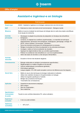 Assistant-e ing&eacute;nieur-e en biologie
