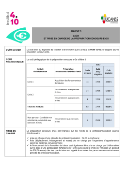 co&ucirc;t et prise en charge de la preparation concours en3s