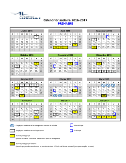 Calendrier scolaire du primaire 2016-2017