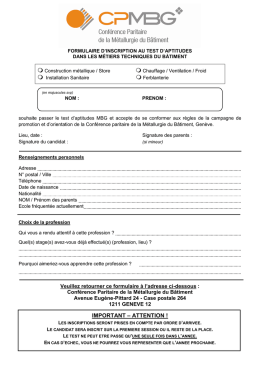 Test d`aptitudes MBG 2017 Formulaire d`inscription