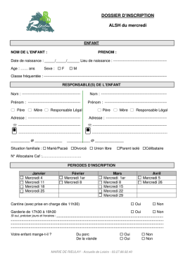 Dossier inscription ALSH du mercredi