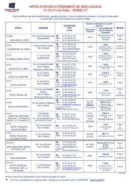 liste des hôtels référencés - Francis Lefebvre Formation