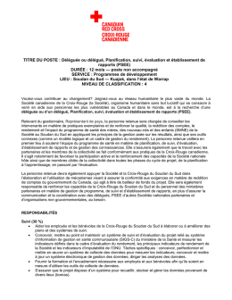 TITRE DU POSTE : Déléguée ou délégué, Planification