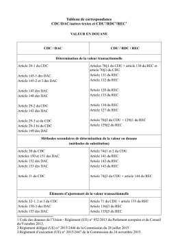 Tableau de correspondance CDC/DAC/autres