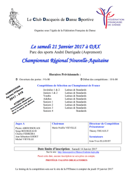 Circulaire du Championat Régional Nouvelle