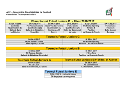 Programme des tournois Futsal Juniors