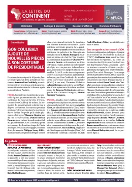 La Lettre du Continent n 745 du 18 janvier 2017