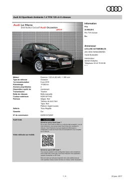 Audi A3 Sportback Ambiente 1.4 TFSI 125 ch 6 vitesses Information