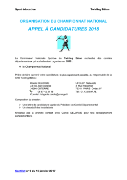 Twirling Bâton - appel à canddiature 2018