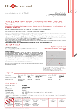 14.00% pa Multi Barrier Reverse Convertible sur Barrick