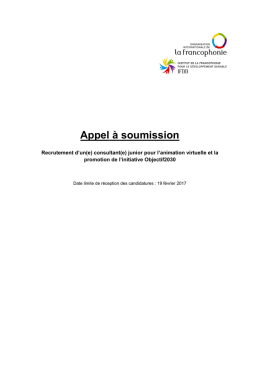 t&eacute;l&eacute;chargez l`appel &agrave; soumission - Institut de la Francophonie pour