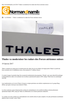 Thales va moderniser les radars des Forces