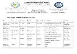 Planning des examens du 14 au 22 janvier