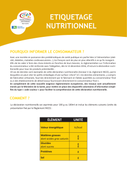 ETIQUETAGE NUTRITIONNEL