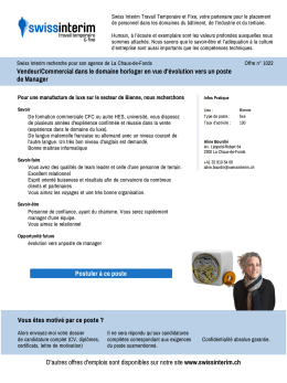 Vendeur/Commercial dans le domaine horloger en