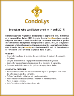 Soumettez votre candidature avant le 1er avril 2017