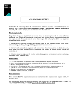 AVIS DE VACANCE DE POSTE La Direction de l`espace public et